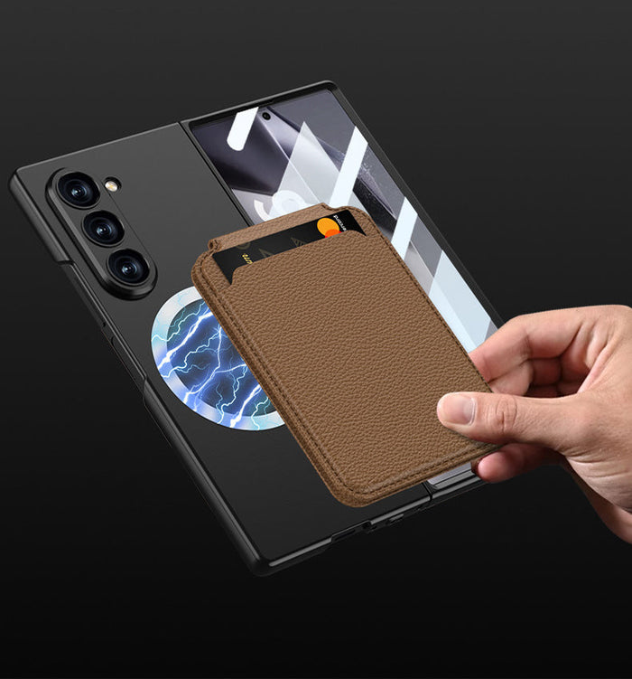 Ultra-Thin MagSafe Leather Wallet Case with Kickstand & Screen Film Z Fold 6
